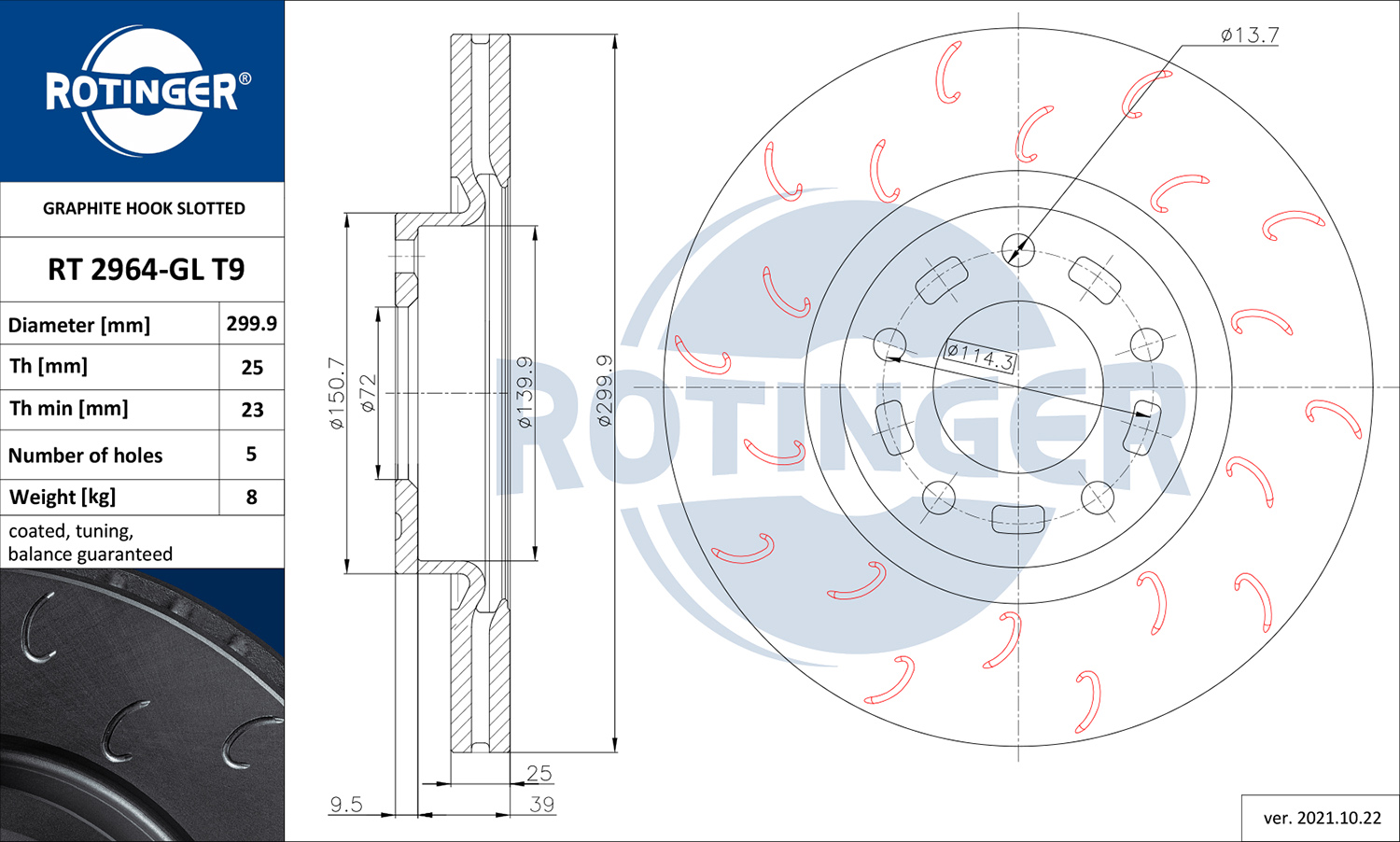 ROTINGER Féktárcsa, mind RT2964-GLT9_ROT